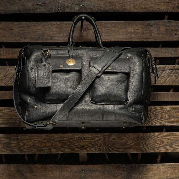 WILL Black Leather Duffel Bag - Picture 1 of 16